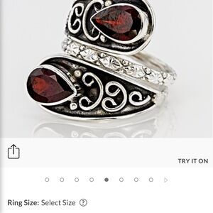 Red Garnet Sterling Silver Bypass Ring